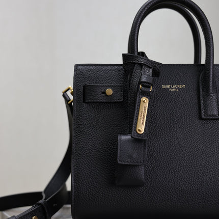 YSL 25S SAC DE JOUR 22 IN BLACK SUPPLE GRAINED CALFSKIN GOLD HARDWARE