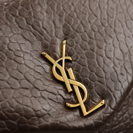 YSL 25S CALYPSO GM 38 IN DARK CHOCOLATE CALFSKIN GOLD HARDWARE