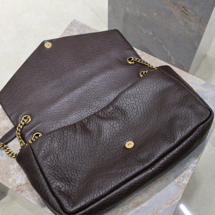 YSL 25S CALYPSO GM 38 IN DARK CHOCOLATE CALFSKIN GOLD HARDWARE