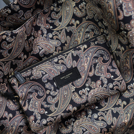 YSL 25S AMALIA 50 IN NAVY MULTICOLOR  SILK TWILL GOLD HARDWARE
