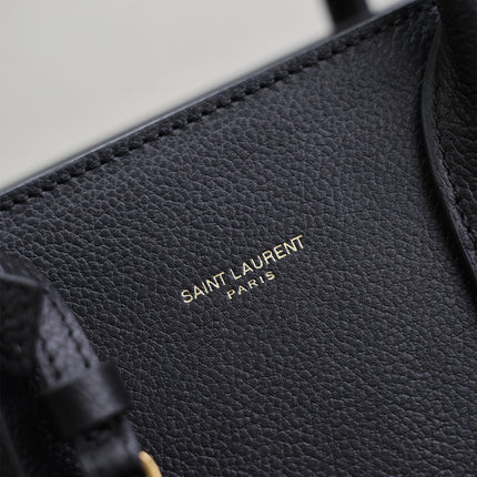 YSL 25S SAC DE JOUR GM 32 IN BLACK SUPPLE GRAINED CALFSKIN GOLD HARDWARE