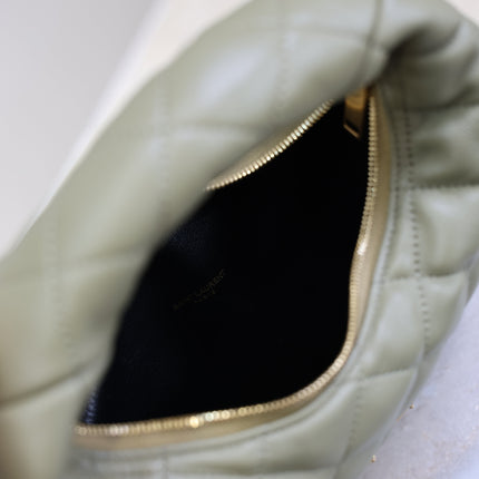 YSL 25S ICARE BABY 17 IN DARK OLIVE QUILTED CALFSKIN GOLD HARDWARE