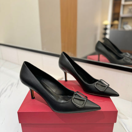 VALENTINO 26S HIGH HEELS 75 MM IN BLACK SMOOTH CALFSKIN