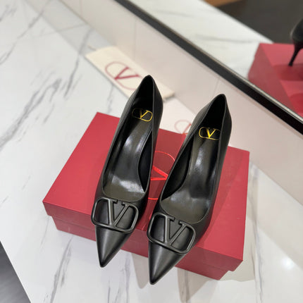 VALENTINO 26S HIGH HEELS 75 MM IN BLACK SMOOTH CALFSKIN