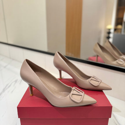 VALENTINO 26S HIGH HEELS 75 MM IN BEIGE SMOOTH CALFSKIN