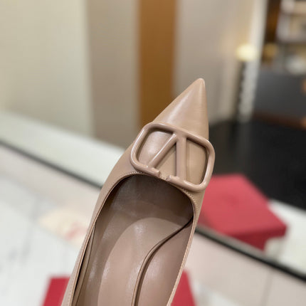 VALENTINO 26S HIGH HEELS 75 MM IN BEIGE SMOOTH CALFSKIN