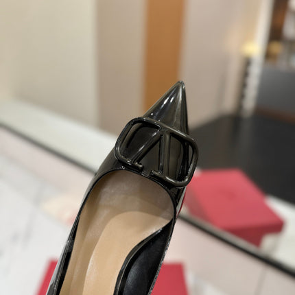 VALENTINO 26S HIGH HEELS 75 MM IN BLACK PATENT CALFSKIN