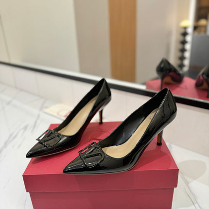 VALENTINO 26S HIGH HEELS 75 MM IN BLACK PATENT CALFSKIN