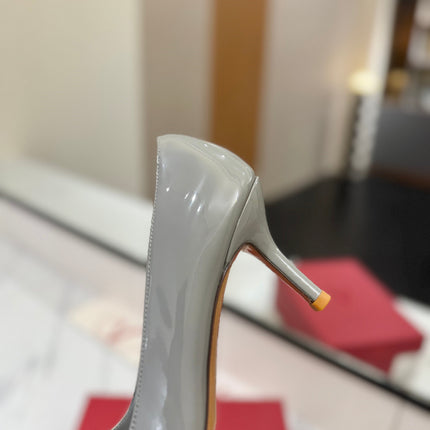 VALENTINO 26S HIGH HEELS 75 MM IN GREY PATENT CALFSKIN