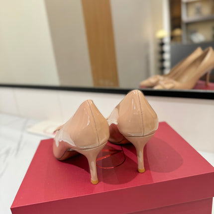 VALENTINO 26S HIGH HEELS 75 MM IN NUDE PATENT CALFSKIN