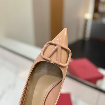 VALENTINO 26S HIGH HEELS 45 MM IN NUDE PATENT CALFSKIN