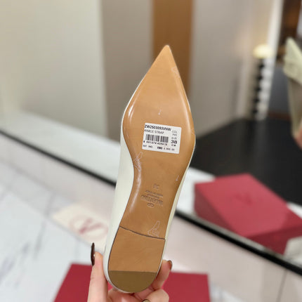 VALENTINO 26S BALLET FLATS IN WHITE PATENT CALFSKIN