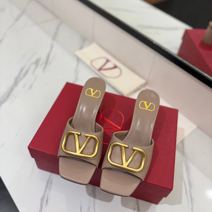 VALENTINO 26S HIGH-HEEL SANDALS 60 MM IN BEIGE CALFSKIN WITH GOLD HARDWARE
