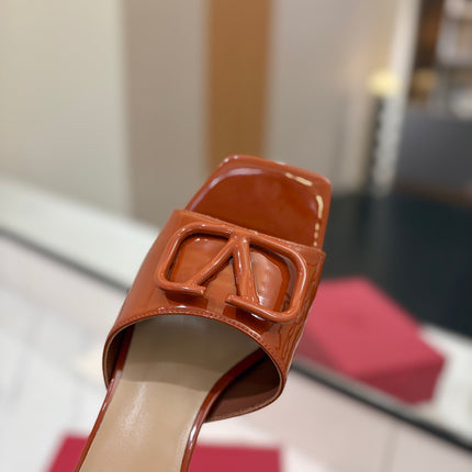 VALENTINO 26S HIGH-HEEL SANDALS 60 MM IN BROWN PATENT CALFSKIN