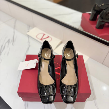 VALENTINO 26S MARY JANE HEELS 60 MM IN BLACK PATENT CALFSKIN