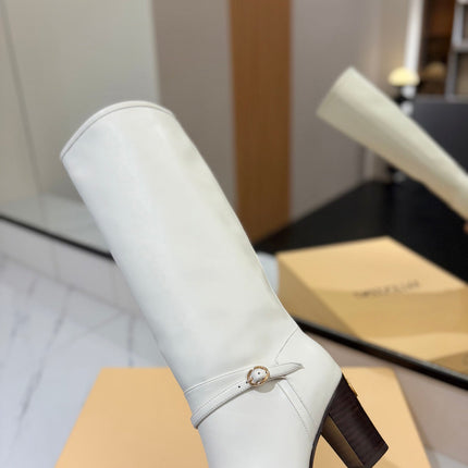 VALENTINO 25S GARAVANI PATTIE KNEE-HIGH BOOTS 80 MM IN WHITE CALFSKIN