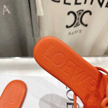LOEWE 26S PETAL ANAGRAM SLIDE IN BURNT ORANGE CALFSKIN