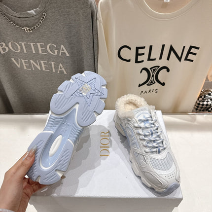 DIOR CHRONO SNEAKER 25S IN WHITE MIX BLUE LAMBSKIN AND MESH FABRIC STYLE 9