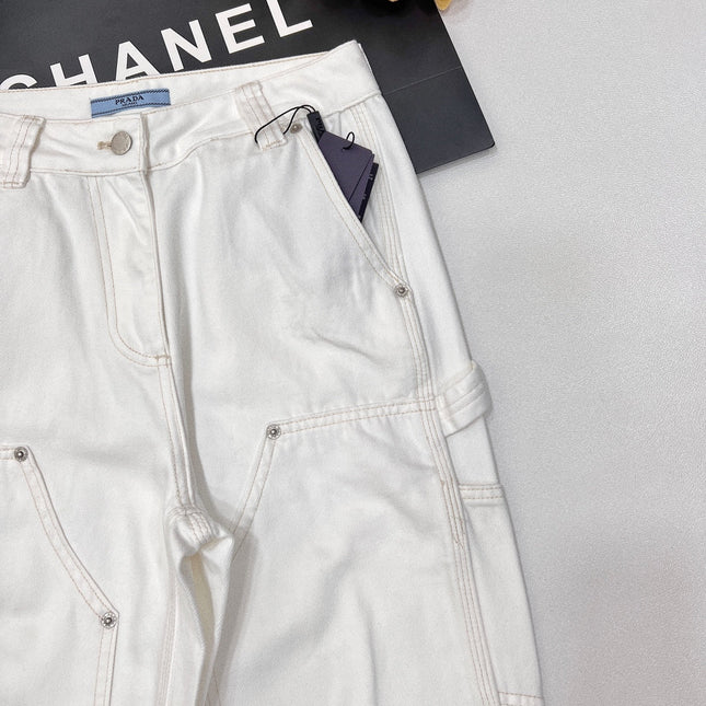 PRADA 25S DENIM WIDE-LEG PANTS 372