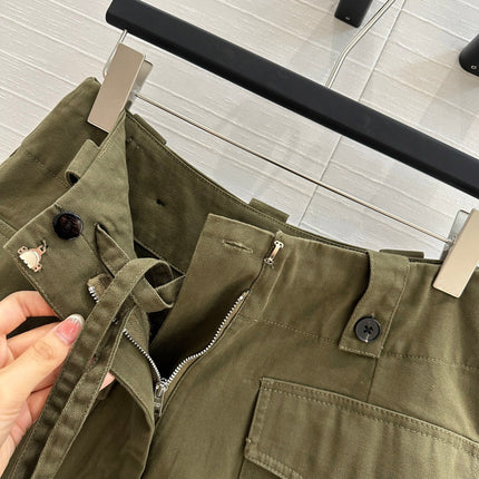 PRADA MOSS GREEN A-LINE SKIRT 264360