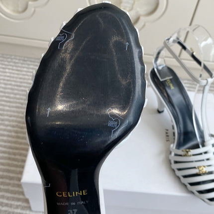 CELINE 26S CLEA TRIOMPHE GLADIATOR HEEL SANDALS 60 MM IN WHITE LAMBSKIN