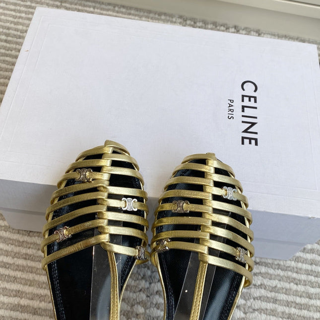 CELINE 26S CLEA TRIOMPHE GLADIATOR SANDALS IN GOLD LAMBSKIN