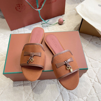 LP 26S SLIDES IN BRICK ORANGE CANVAS AND CALFSKIN