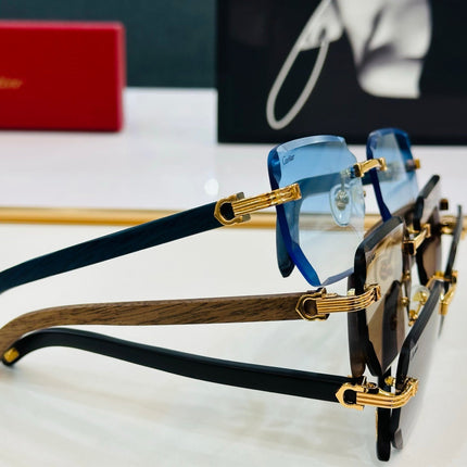 PREMIÈRE RECTANGULAR FRAME SUNGLASSES CT0620S IN METAL AND WOODEN