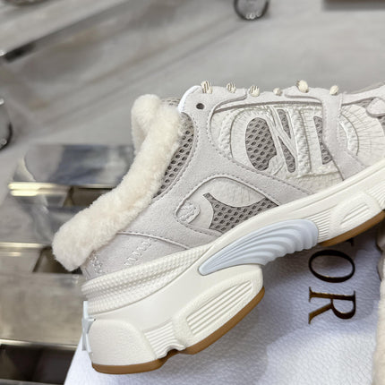 CHRONO SNEAKER IN WHITE MIX GREY LAMBSKIN AND MESH FABRIC