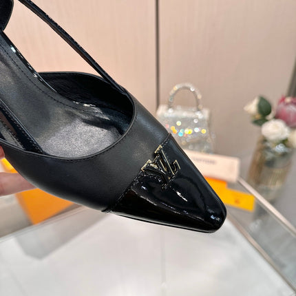 LV 26S SLINGBACK PUMPS 55 MM IN BLACK CALFSKIN