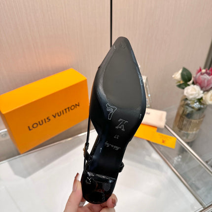LV 26S SLINGBACK PUMPS 55 MM IN BLACK CALFSKIN