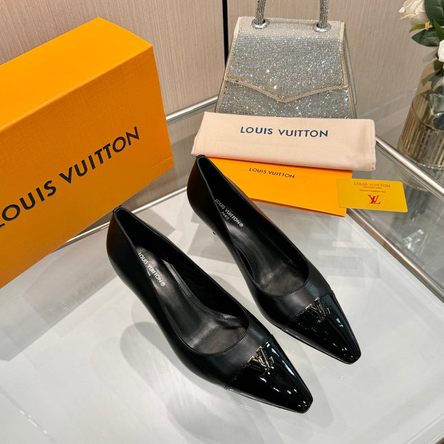 LV 26S POINTED-TOE HIGH HEELS 55 MM IN BLACK CALFSKIN