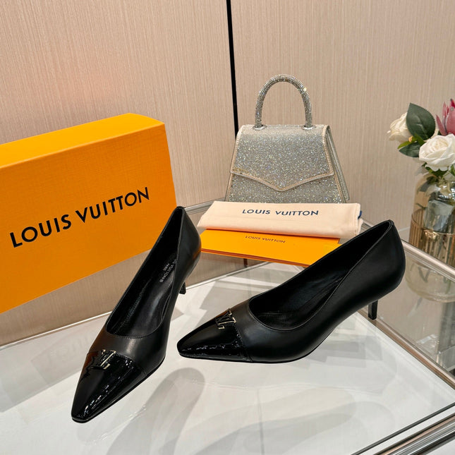 LV 26S POINTED-TOE HIGH HEELS 55 MM IN BLACK CALFSKIN