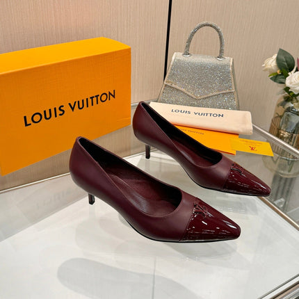 LV 26S POINTED-TOE HIGH HEELS 55 MM IN DARK RED CALFSKIN