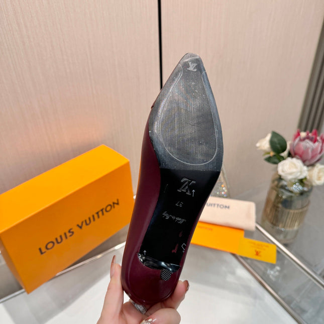 LV 26S POINTED-TOE HIGH HEELS 55 MM IN DARK RED CALFSKIN
