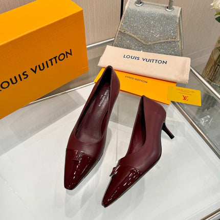 LV 26S POINTED-TOE HIGH HEELS 55 MM IN DARK RED CALFSKIN