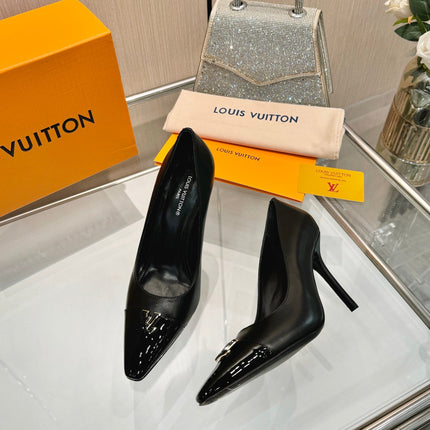 LV 26S POINTED-TOE HIGH HEELS 90 MM IN BLACK CALFSKIN