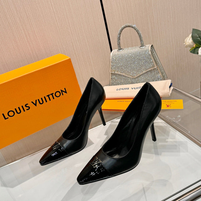LV 26S POINTED-TOE HIGH HEELS 90 MM IN BLACK CALFSKIN