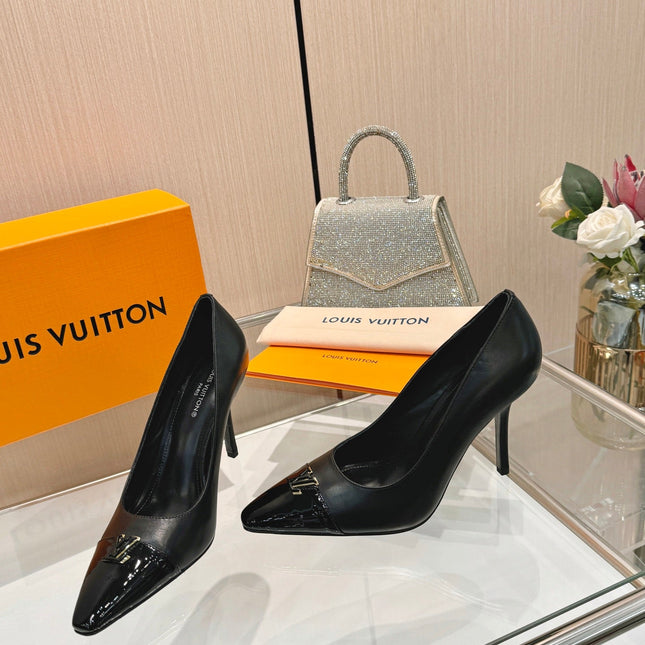 LV 26S POINTED-TOE HIGH HEELS 90 MM IN BLACK CALFSKIN