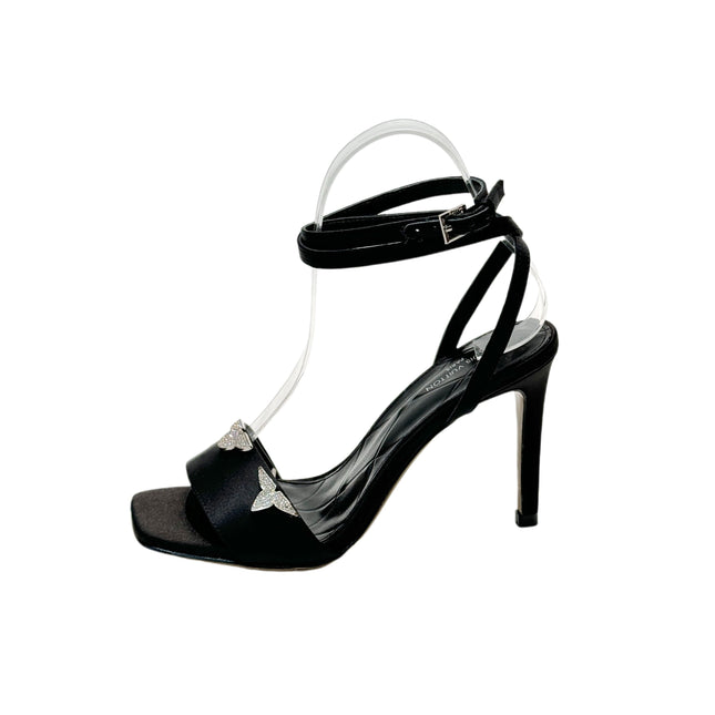 LV 26S HIGH-HEELED SANDALS 90 MM IN BLACK SATIN