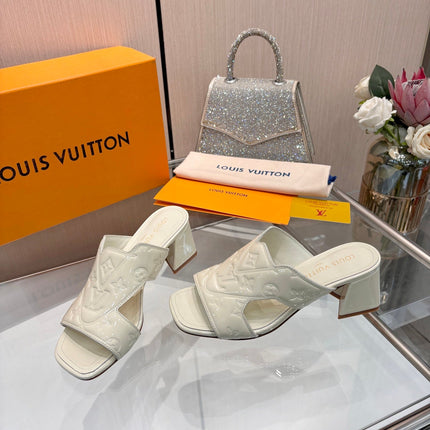 LV 26S HIGH-HEELED SANDALS 55 MM IN CREAM WHITE SHINY CALFSKIN