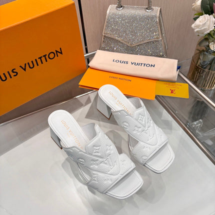 LV 26S HIGH-HEELED SANDALS 55 MM IN WHITE CALFSKIN