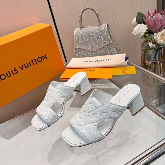 LV 26S HIGH-HEELED SANDALS 55 MM IN WHITE CALFSKIN