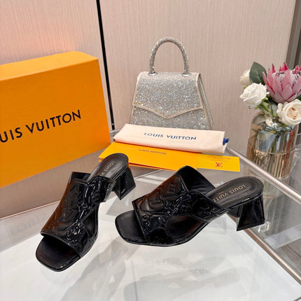 LV 26S HIGH-HEELED SANDALS 55 MM BLACK SHINY CALFSKIN