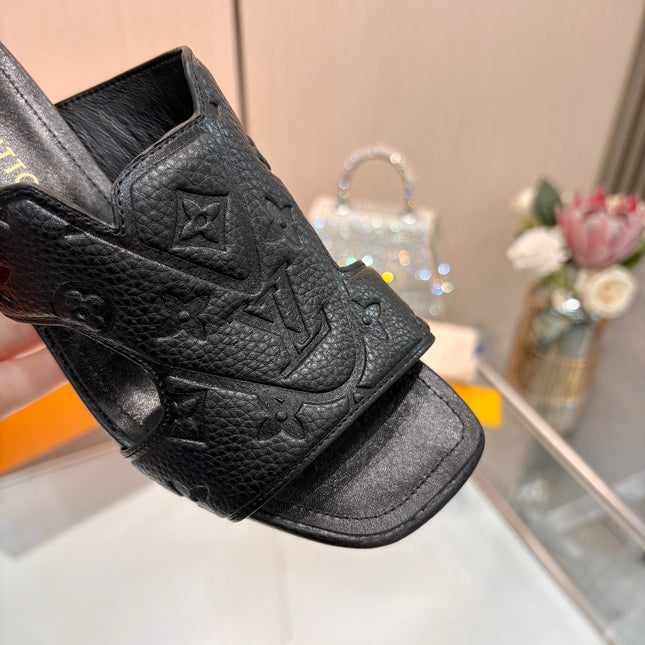 LV 26S HIGH-HEELED SANDALS 55 MM IN BLACK GRAINED CALFSKIN
