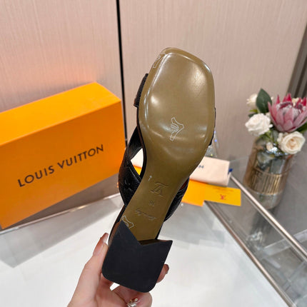 LV 26S HIGH-HEELED SANDALS 55 MM IN BLACK GRAINED CALFSKIN