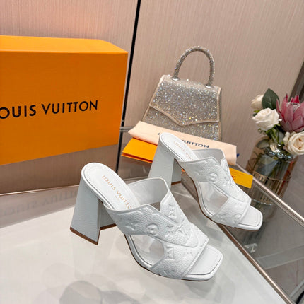 LV 26S HIGH-HEELED SANDALS 90 MM IN WHITE CALFSKIN
