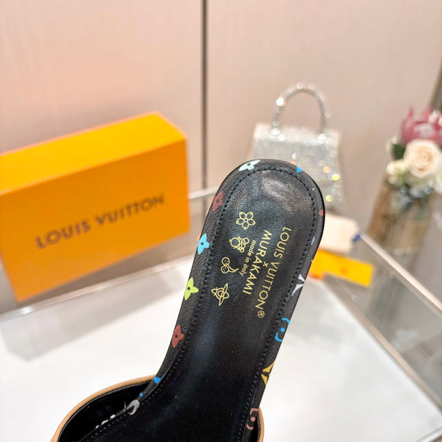 LV 26S HIGH-HEELED MULES 55 MM IN MULTICOLOR MONOGRAM CANVAS STYLE 2