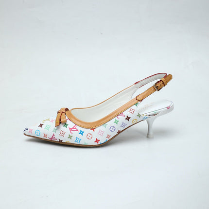 LV 26S BOW-DETAIL SLINGBACK PUMPS 55 MM IN MULTICOLOR MONOGRAM CANVAS