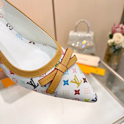 LV 26S BOW-DETAIL SLINGBACK PUMPS 55 MM IN MULTICOLOR MONOGRAM CANVAS